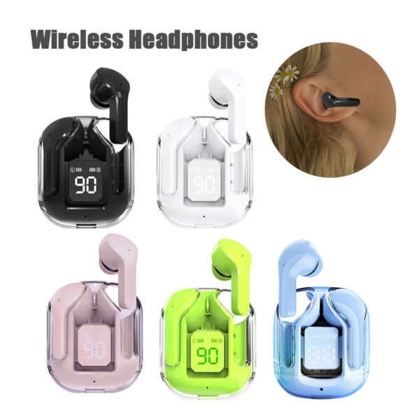Buy New Mini Transparent Wireless Bluetooth Headset Digital Display ENC Noise Reduction True Wireless Sports Music - High-Quality & Affordable