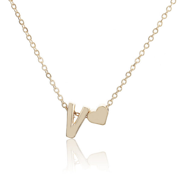 Buy Peach Heart Shaped Letter Necklace Clavicle Chain Necklace - High-Quality & Affordable - Image 2