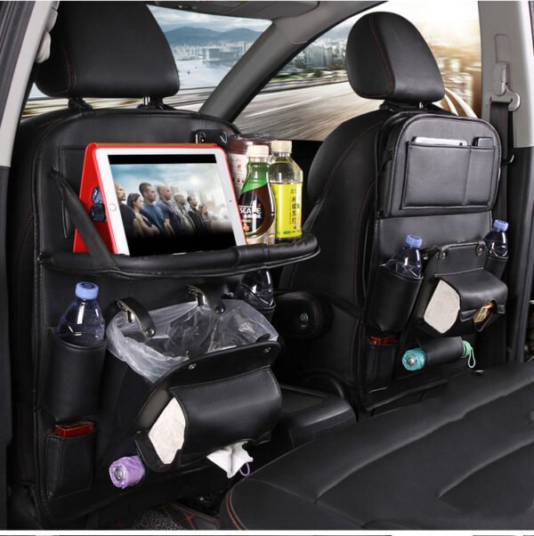 Buy PU Leather Car Storage Bag Multifunction Seat Back Tray Hanging Bag Waterproof Car Organizer Automotive Interior Accessories - High-Quality & Affordable - Image 3