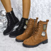 Buy Fashion Lace-up Chunky Heels Boots Winter Round Toe Shoes For Women - High-Quality & Affordable - Image 2