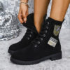 Buy Fashion Lace-up Chunky Heels Boots Winter Round Toe Shoes For Women - High-Quality & Affordable - Image 4