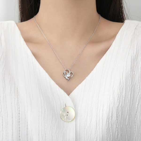 Buy Zircon Double Love Necklace With Rhinestones Ins Personalized Heart-shaped Necklace Clavicle Chain Jewelry For Women Valentine's Day - High-Quality & Affordable - Image 2