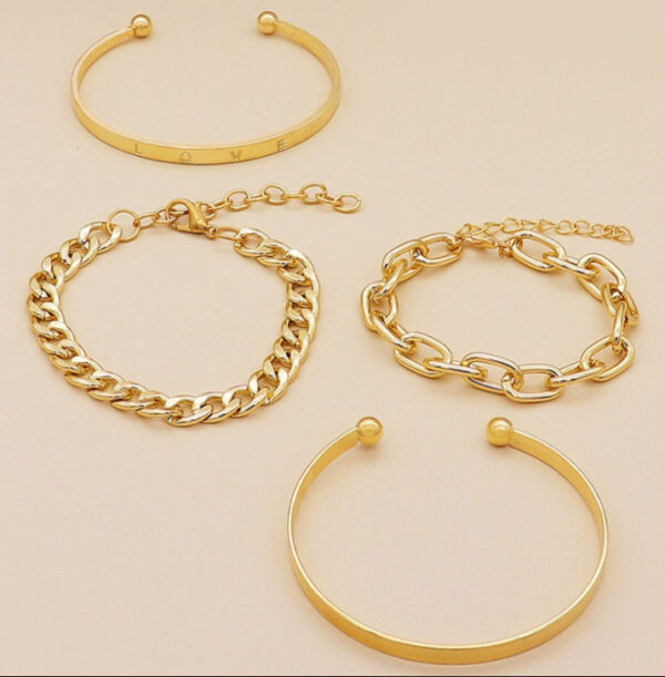 Buy Simple And Smooth C-shaped Hollow Chain Bracelet Set - High-Quality & Affordable - Image 3