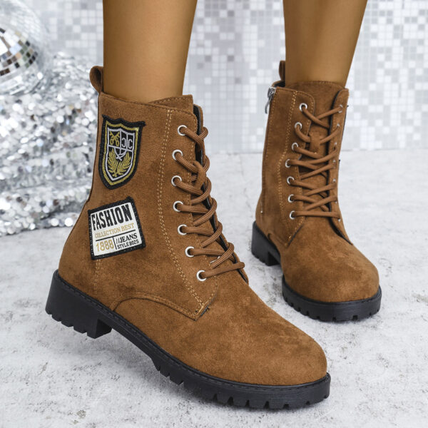 Buy Fashion Lace-up Chunky Heels Boots Winter Round Toe Shoes For Women - High-Quality & Affordable - Image 7