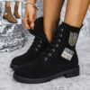 Buy Fashion Lace-up Chunky Heels Boots Winter Round Toe Shoes For Women - High-Quality & Affordable