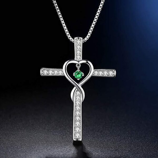 Buy Infinity Love God We Trust Christian Cross Birthstone Crystal Pendant Necklace Colour Gems Zircon Heart Necklace Women Jewelry - High-Quality & Affordable - Image 5