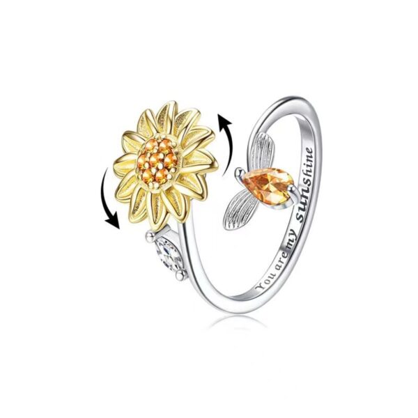 Buy Spinner Ring For Women Flower Bee Elegant Adjustable Stress Release Accessory Female Gothic Jewelry Trendy - High-Quality & Affordable - Image 4