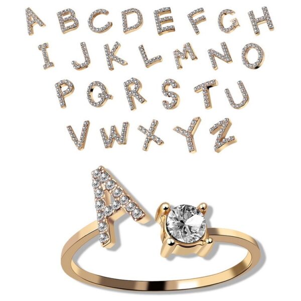 Buy New Design Adjustable 26 Initial Letter Ring Fashion Jewelry For Women Simple Elegant Jewelry - High-Quality & Affordable