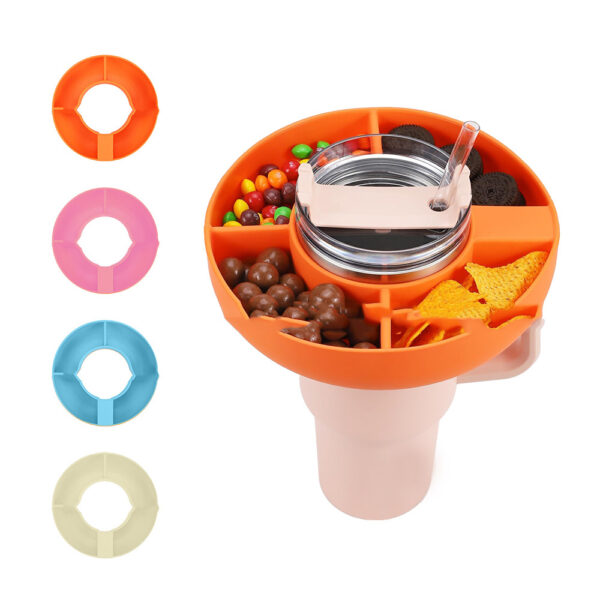 Buy Silicone Snack For Cup 40 Oz Reusable Snack Container 4 Compartment Snack Platters Cup Snack Bowl Cup Holder Food Tray - High-Quality & Affordable - Image 7