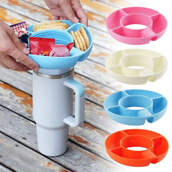 Buy Silicone Snack For Cup 40 Oz Reusable Snack Container 4 Compartment Snack Platters Cup Snack Bowl Cup Holder Food Tray - High-Quality & Affordable - Image 2