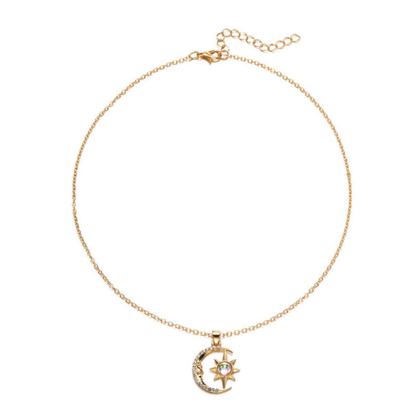 Buy Fashion Jewelry Fashion Moon Star Zircon Pendant Necklace Stainless Steel Light Luxury Choker Jewelry Party Gifts For Women Girls - High-Quality & Affordable - Image 4