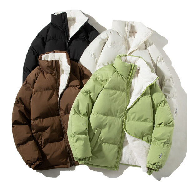 Buy Couples Stand-up Collar Coat With Pockets Fashion Winter Warm Plush Thickened Jacket For Women Men Loose Outwear Top Clothing - High-Quality & Affordable - Image 5