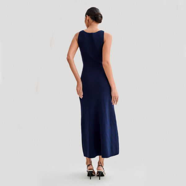 Buy Elegant Knitted Sleeveless Dress With Single Breast Fashion Slim Round Neck Long Dresses Womens Clothing - High-Quality & Affordable - Image 6