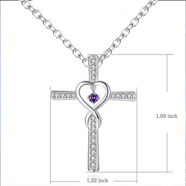 Buy Infinity Love God We Trust Christian Cross Birthstone Crystal Pendant Necklace Colour Gems Zircon Heart Necklace Women Jewelry - High-Quality & Affordable - Image 7