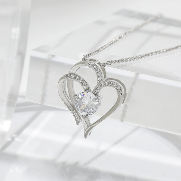 Buy Zircon Double Love Necklace With Rhinestones Ins Personalized Heart-shaped Necklace Clavicle Chain Jewelry For Women Valentine's Day - High-Quality & Affordable - Image 4