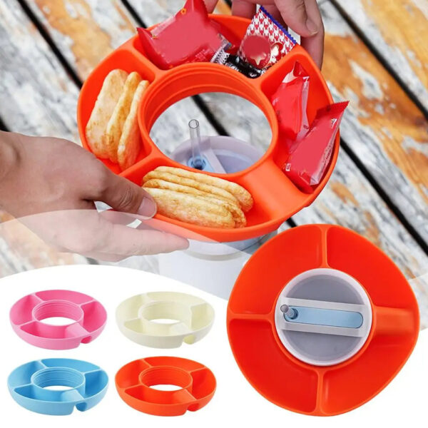 Buy Silicone Snack For Cup 40 Oz Reusable Snack Container 4 Compartment Snack Platters Cup Snack Bowl Cup Holder Food Tray - High-Quality & Affordable