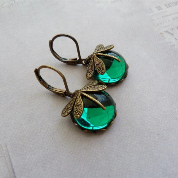 Buy Fashion Jewelry Women's Earrings Hanging Vintage Dragonfly Pendant Earring Boho Chakra Blue Moonstone Drop Earrings For Women Wedding Charm Ethnic Jewellery - High-Quality & Affordable - Image 3