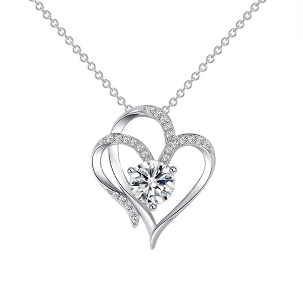 Buy Zircon Double Love Necklace With Rhinestones Ins Personalized Heart-shaped Necklace Clavicle Chain Jewelry For Women Valentine's Day - High-Quality & Affordable - Image 3