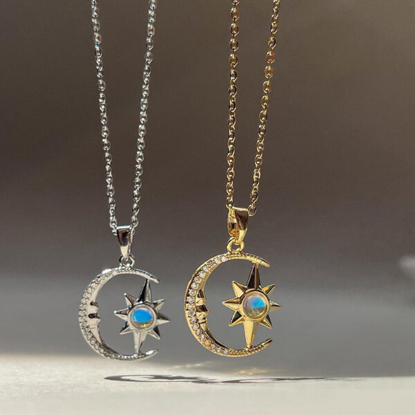 Buy Fashion Jewelry Fashion Moon Star Zircon Pendant Necklace Stainless Steel Light Luxury Choker Jewelry Party Gifts For Women Girls - High-Quality & Affordable - Image 5