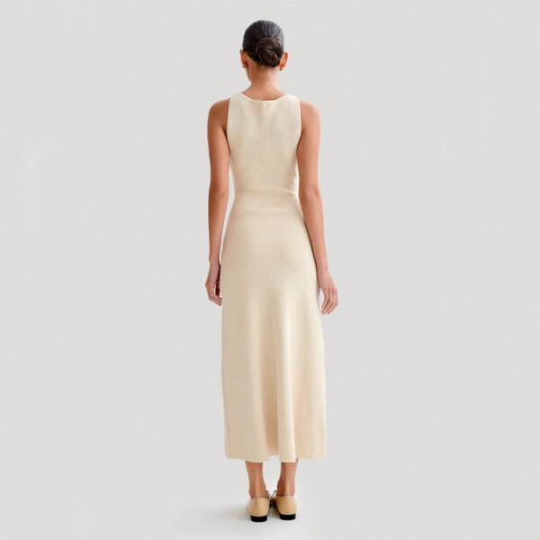 Buy Elegant Knitted Sleeveless Dress With Single Breast Fashion Slim Round Neck Long Dresses Womens Clothing - High-Quality & Affordable - Image 2