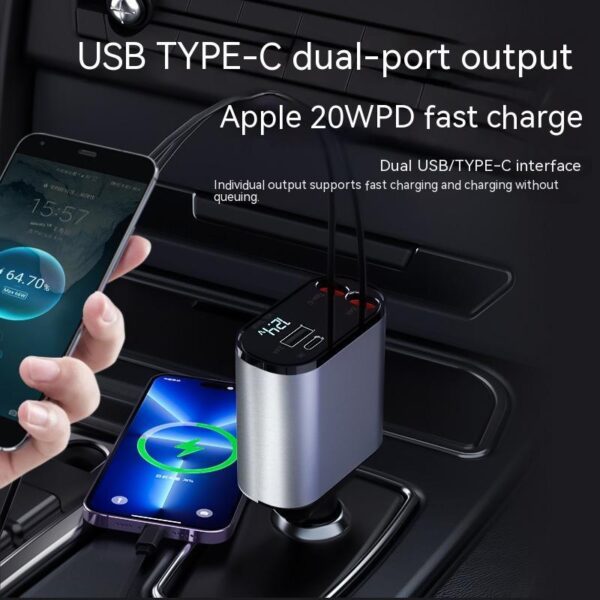 Buy Metal Car Charger 100W Super Fast Charging Car Cigarette Lighter USB And TYPE-C Adapter - High-Quality & Affordable - Image 10
