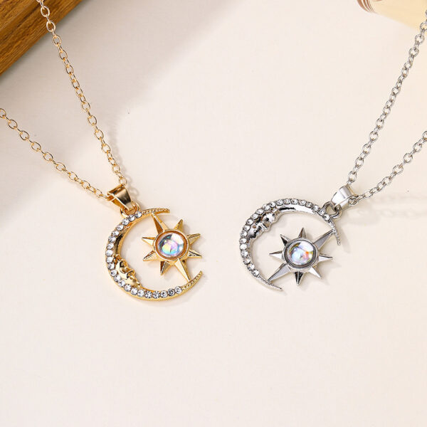 Buy Fashion Jewelry Fashion Moon Star Zircon Pendant Necklace Stainless Steel Light Luxury Choker Jewelry Party Gifts For Women Girls - High-Quality & Affordable - Image 2