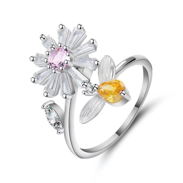 Buy Spinner Ring For Women Flower Bee Elegant Adjustable Stress Release Accessory Female Gothic Jewelry Trendy - High-Quality & Affordable - Image 2