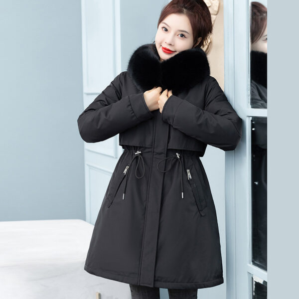 Buy Women's Mid-length Loose Cotton Coat Fleece-lined Thickened Cinched Coat - High-Quality & Affordable - Image 2