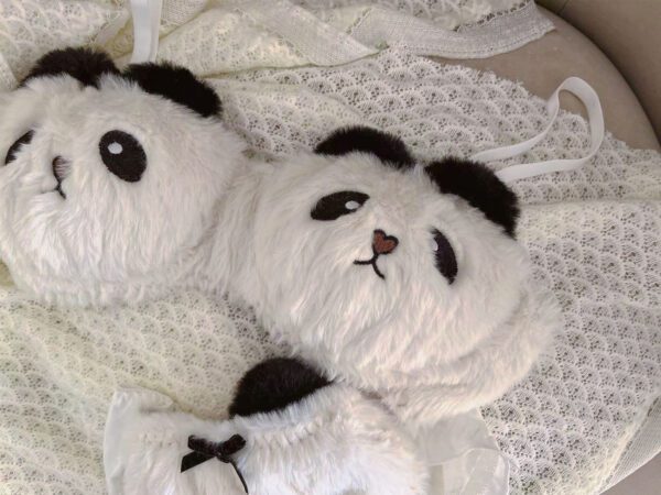 Plush Panda Cartoon Comfortable Wireless Bra Set - Image 2