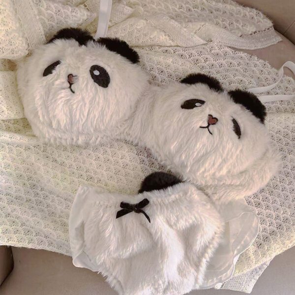 Plush Panda Cartoon Comfortable Wireless Bra Set - Image 6
