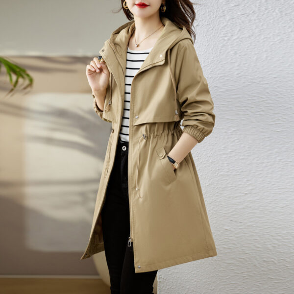 Buy Early Autumn Casual Women's Windbreaker Loose Hooded Fashion Mid-length Slimming Coat - High-Quality & Affordable - Image 8