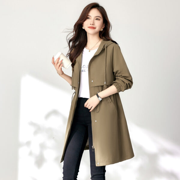 Buy Early Autumn Casual Women's Windbreaker Loose Hooded Fashion Mid-length Slimming Coat - High-Quality & Affordable - Image 4