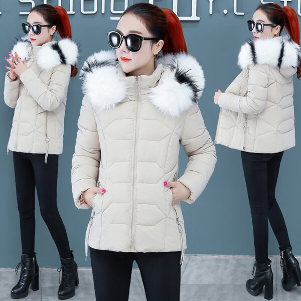 Buy Women's Short Detachable Large Fur Collar Cotton Coat - High-Quality & Affordable - Image 2