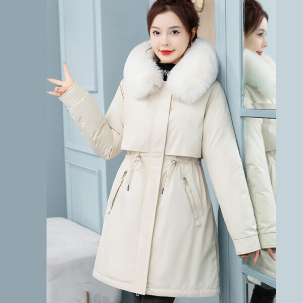 Buy Women's Mid-length Loose Cotton Coat Fleece-lined Thickened Cinched Coat - High-Quality & Affordable - Image 4