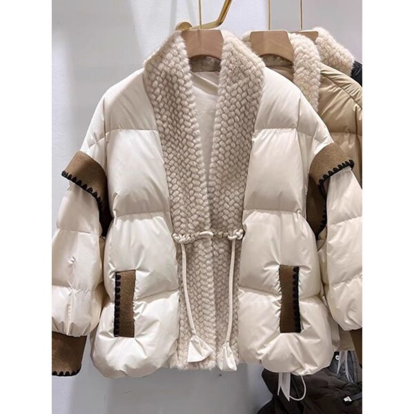 Buy V-neck Frog Button Stitching Furry Padded Down Jacket Cotton-padded Coat - High-Quality & Affordable - Image 9