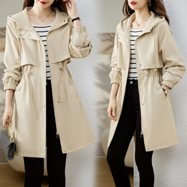 Buy Early Autumn Casual Women's Windbreaker Loose Hooded Fashion Mid-length Slimming Coat - High-Quality & Affordable - Image 6