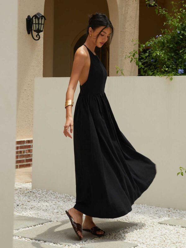 Buy Holder Without Back Dress Black Slimming Dress - Image 5