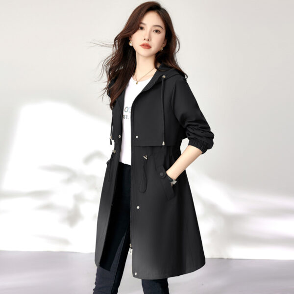 Buy Early Autumn Casual Women's Windbreaker Loose Hooded Fashion Mid-length Slimming Coat - High-Quality & Affordable - Image 3
