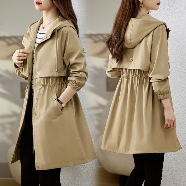 Buy Early Autumn Casual Women's Windbreaker Loose Hooded Fashion Mid-length Slimming Coat - High-Quality & Affordable
