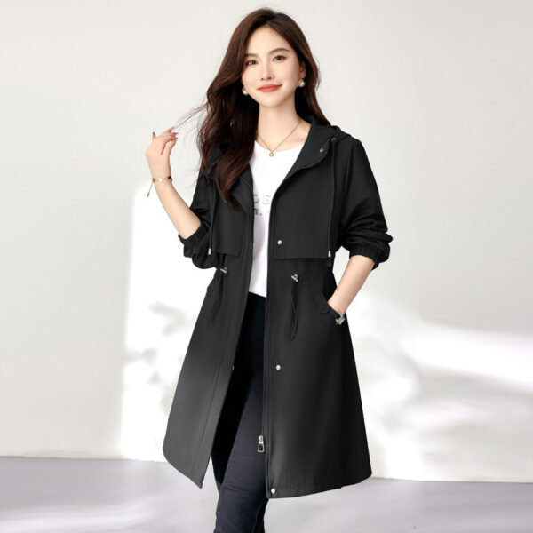 Buy Early Autumn Casual Women's Windbreaker Loose Hooded Fashion Mid-length Slimming Coat - High-Quality & Affordable - Image 2